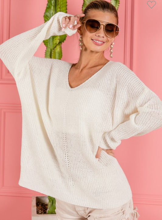 Low Gauge V neck knit top