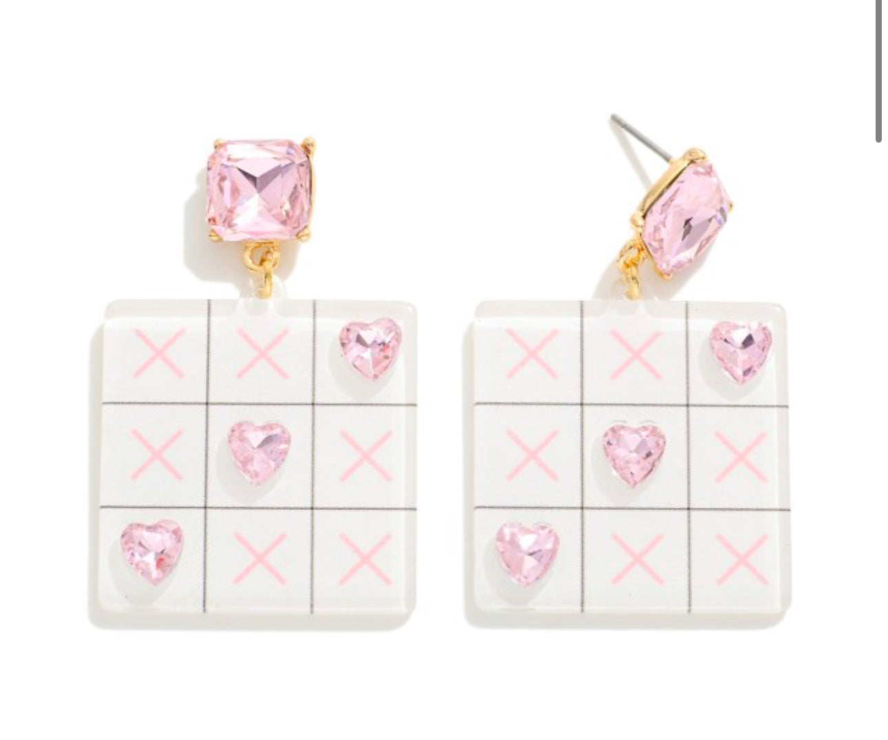 Resin Valentines Tic-Tok-Toe XO Drop Earring