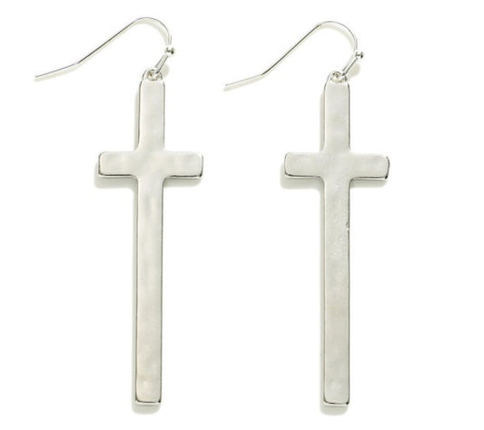 Metal Tone Cross Earrings