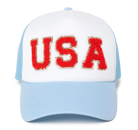 Glitter Chenille USA Patch Trucker Hat