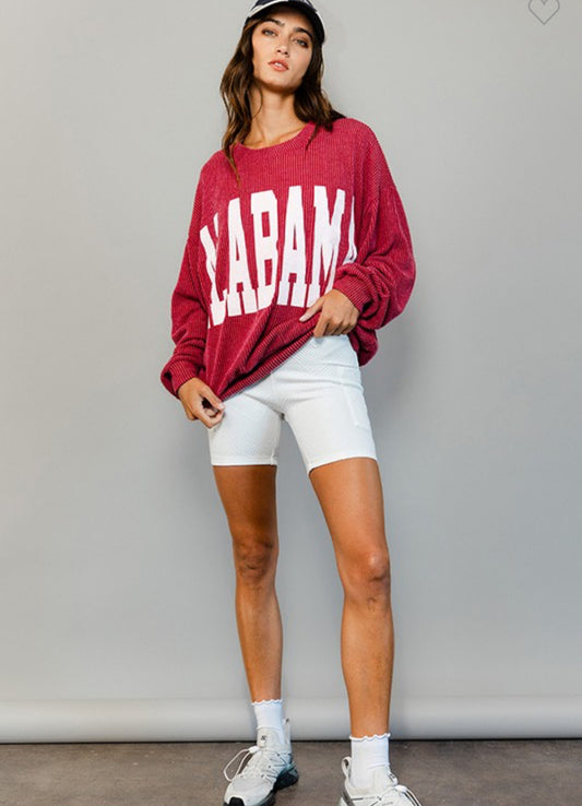 Preorder Alabama corded oversized pullover