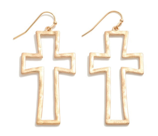 Metal Tone Cross Earrings