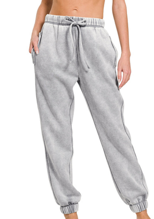 Acid Wash Fleece Sweatpants with pockets