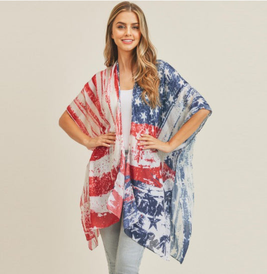 American Flag Print Kimono