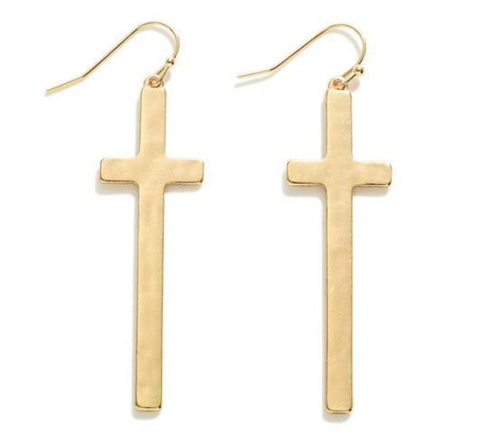 Metal Tone Cross Earrings